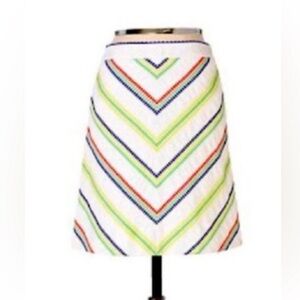 NWT Anthropologie A-Line Multicolor Skirt Vintage Style Chevron size 14